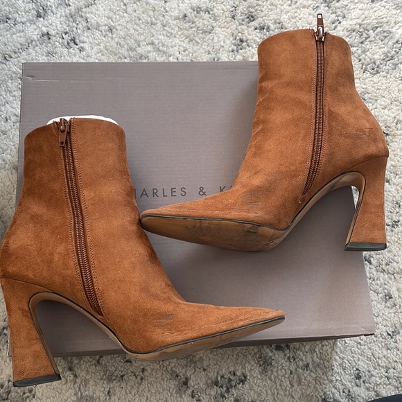 Charles & Keith Camel Suede Ankle Boots - Picture 6 of 8